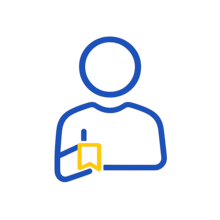 Student holding bookmark icon