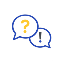 Speech bubbles with question and exclamation